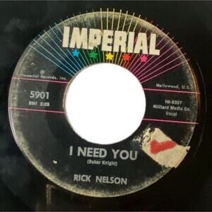 Rick Nelson Its Up To You I Need You 7 inch Vinyl 1962 Imperial Pop Rock Ballad